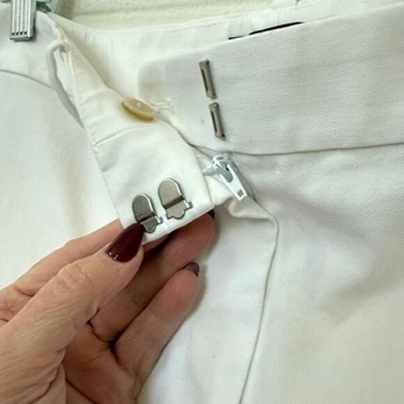 Theory Cropped Pants White Size 10 Cotton Blend Minimalist Classic Workwear - Picture 5 of 6